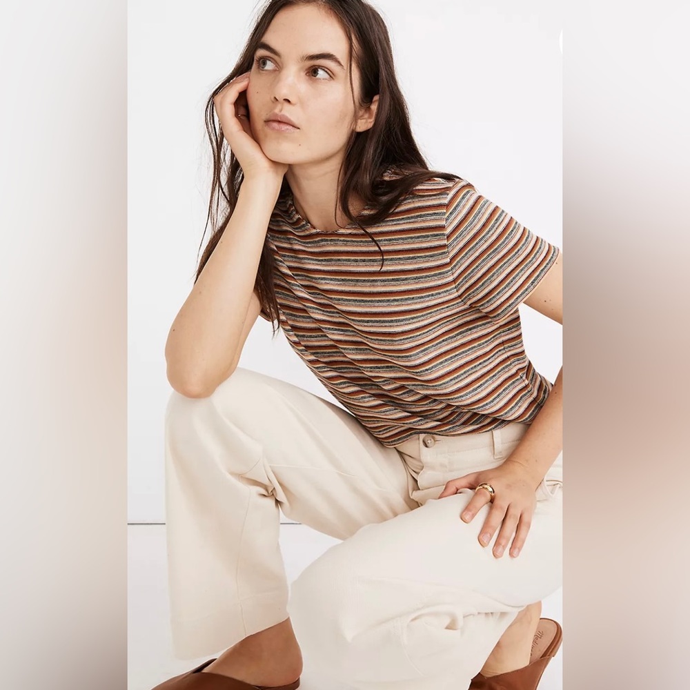 Rainbow Striped Jacquard Shrunken Tee